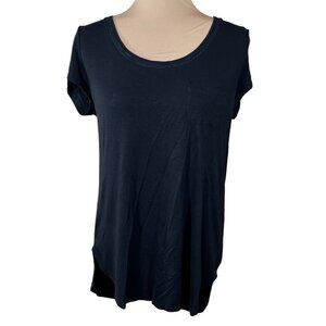 WHBM Pocket T-Shirt Black Burnout Size M Medium Round Neck Short Sleeve